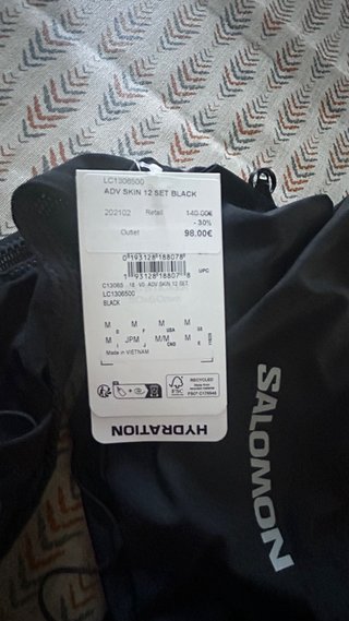 Chaleco hidratación Salomon negro ADV Skin 12L T-M