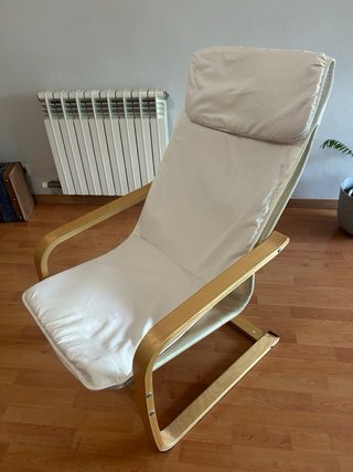Amaca de tela y madera, mecedora, silla, IKEA.
