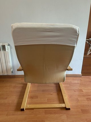 Amaca de tela y madera, mecedora, silla, IKEA.