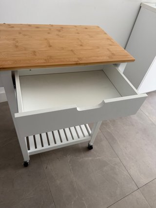 Carrito Auxiliar Cocina Bambú con Cajón