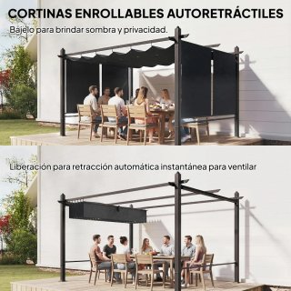 Pérgola Jardín 4x3m con Cortinas