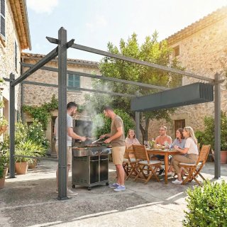 Pérgola Jardín 4x3m con Cortinas