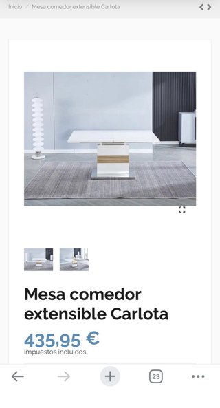 Mesa comedor extensible lacada blanca brillo