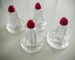 Set 4 Porta Spezie Vintage Vetro Rosso