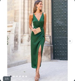 Vestido fiesta cruzado verde nuevo con etiqueta