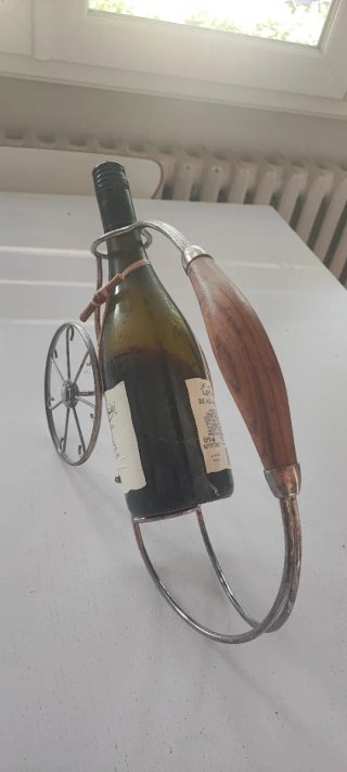 Portabottiglie vintage alpacca e legno