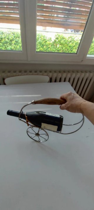 Portabottiglie vintage alpacca e legno