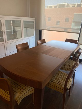 Mesa comedor extensible madera + 6 sillas
