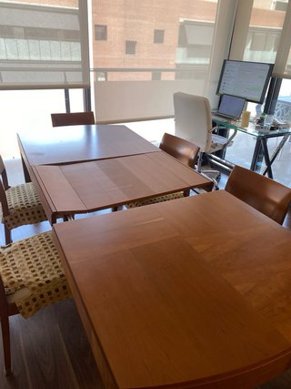 Mesa comedor extensible madera + 6 sillas