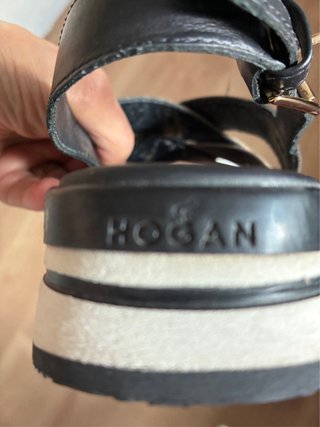 Sandali Hogan Plateau Pelle Nero Marrone Oro n. 37