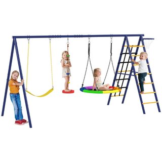 Gioco per Bambini 3-8 Anni con 3 Altalene, Scala a