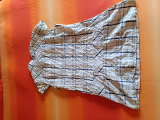Vestido cuadros beige y azul