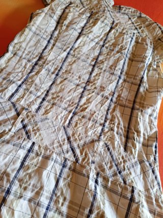 Vestido cuadros beige y azul
