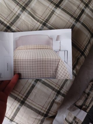 Colcha Edredón Cama 90 Cuadros Beige y verde