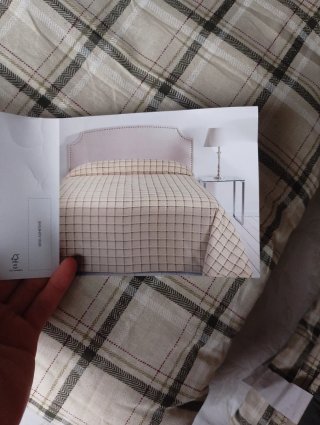 Colcha Edredón Cama 90 Cuadros Beige y verde