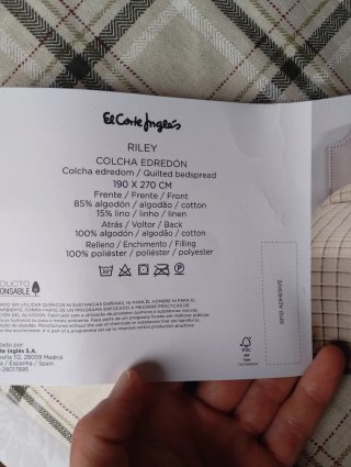 Colcha Edredón Cama 90 Cuadros Beige y verde