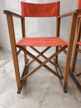 2 Sillas Mecedoras plegables Madera y Tela