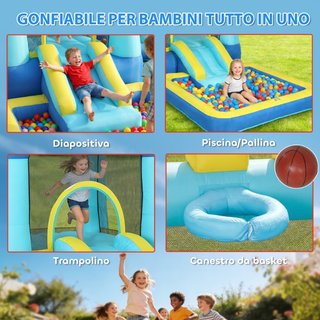 Castello Gonfiabile per Bambini con Scivolo, Tramp