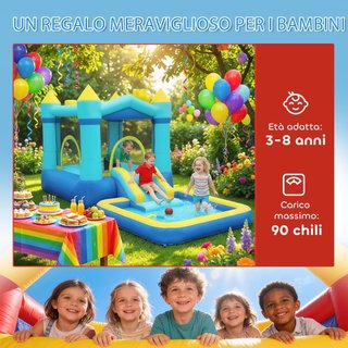Castello Gonfiabile per Bambini con Scivolo, Tramp