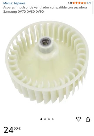 Turbina ventilador secadora Samsung DV70 DV80 DV90