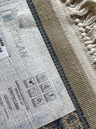 2 Tappeti lana beige e blu certificato 60x110