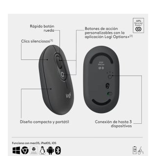 ​Ratón Bluetooth Logitech POP Grafito Precioso