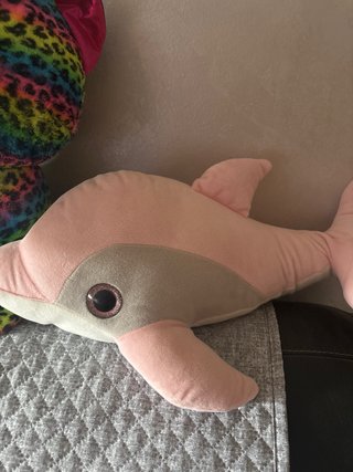 Peluche Leopardo Arcoíris y Delfín Rosa