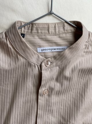 Camisa Adolfo Dominguez, Cuello Mao, Beige