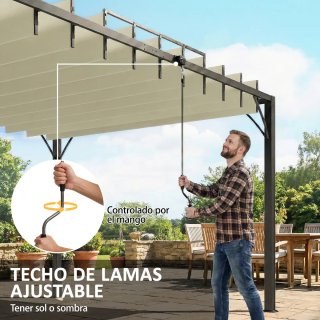 Pérgola de Jardín 3x4m UPF30+ Beige/Gris