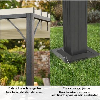 Pérgola de Jardín 3x4m UPF30+ Beige/Gris