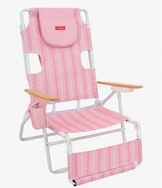Silla de playa plegable rosa