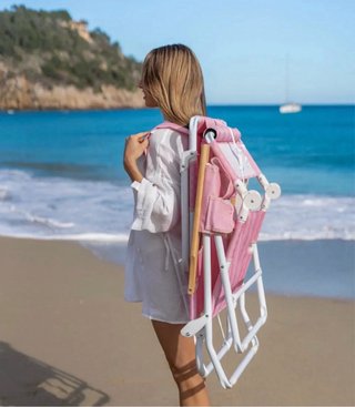 Silla de playa plegable rosa