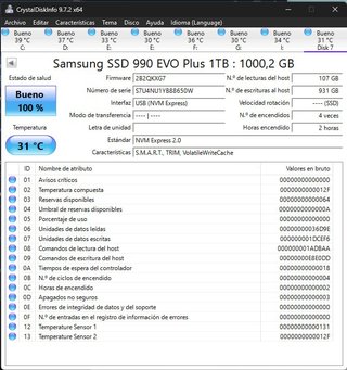 SSD Samsung 990 EVO Plus 1TB NVMe PCIe 4.0
