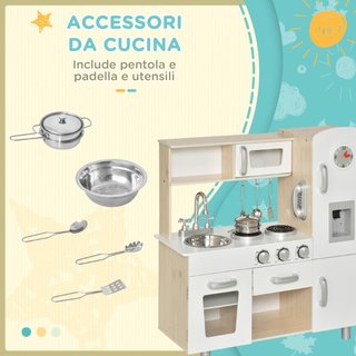 Cucina Giocattolo in Legno per Bambini con Lavandi