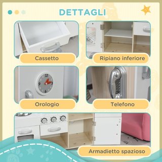 Cucina Giocattolo in Legno per Bambini con Lavandi