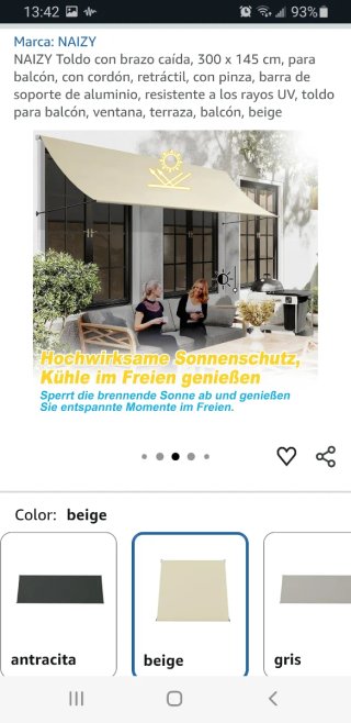 Toldo Sonnenschirmvorhang 3m
