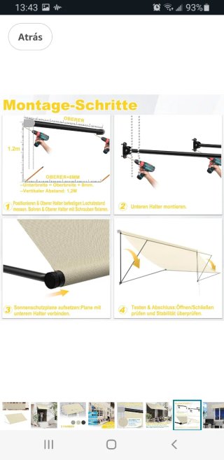 Toldo Sonnenschirmvorhang 3m