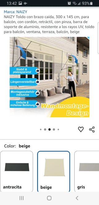 Toldo Sonnenschirmvorhang 3m
