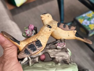 Figura pareja de pájaros de cerámica años 80