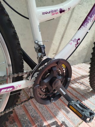 Bicicleta Morada y Blanca, sillín de gel.