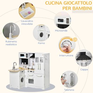 Cucina Giocattolo in Legno per Bambini 3-6 Anni co