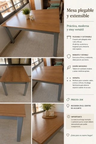 Mesa Comedor Plegable y Extensible