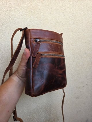 Bolso bandolera Metz piel marrón "crazy horse"