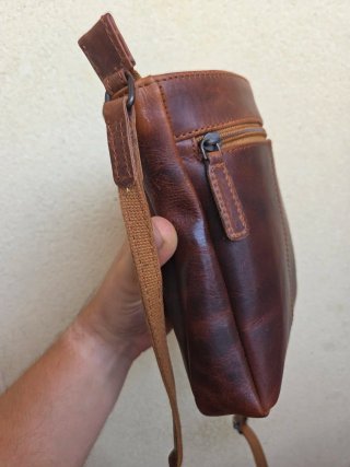 Bolso bandolera Metz piel marrón "crazy horse"
