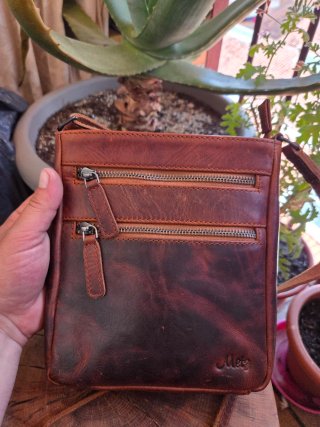 Bolso bandolera Metz piel marrón "crazy horse"
