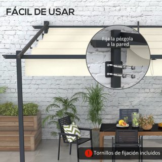 Pérgola 4x3m Techo Retráctil Jardín