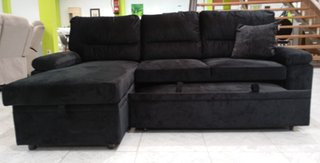 Sofá Cama Emma-Negro. Chaiselong. Arcón. REBAJADO!