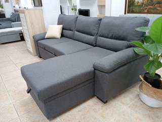 Sofá Cama Emma-Gris. Chaiselong. Arcón. ¡REBAJADO!
