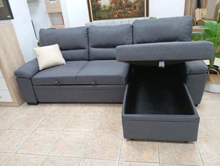 Sofá Cama Emma-Gris. Chaiselong. Arcón. ¡REBAJADO!