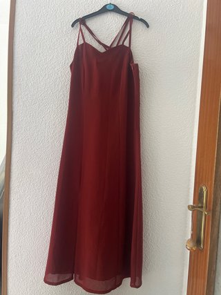 Vestido largo rojo tirantes cruzados